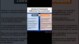 Library vs Framework #webdevelopment #javascript #reactjs #nextjs #tailwindcss #html #css #angularjs