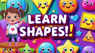 "Learn Shapes with Cute Cartoon Faces | Circle, Square, Triangle & More for Kids"