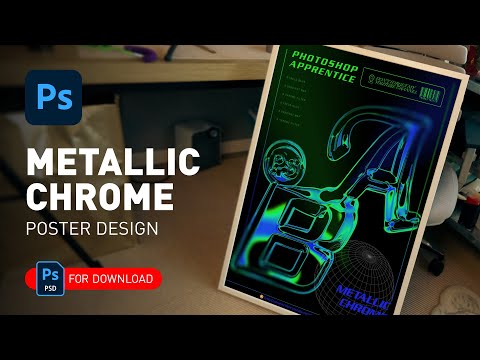 Metallic Chrome Effect Poster Design in Photoshop