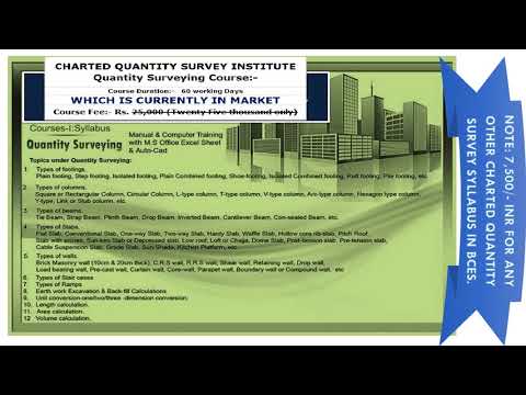SITE ENG. SYLLABUS.  / Part of Site Quantity Survey SYLLABUS.
