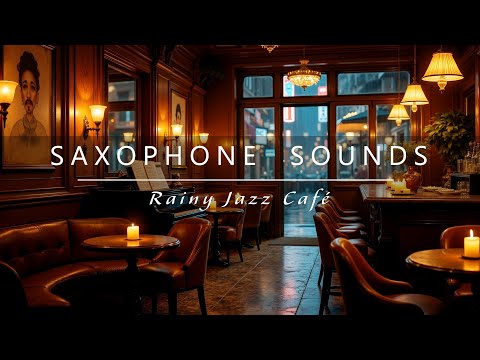 Rainy Jazz Café with Smooth Saxophone Sounds | Cozy Ambience