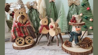2025 Christmas - 3 Rustic Wooden Crafts You Can Make Using Birch Logs from Dollar Tree!