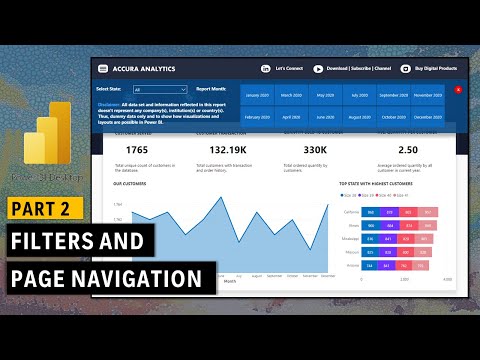 Flat Design UI in Power BI Report | Filters and Page Navigation