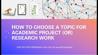 HOW TO CHOOSE A TOPIC FOR ACADEMIC PROJECT OR RESEARCH WORK | UG / PG / PhD | Step by Step Approach