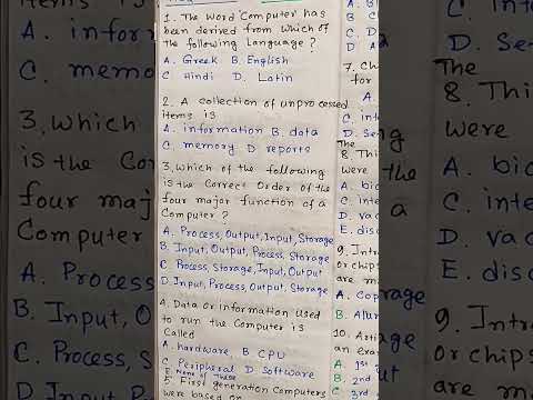 Computer Awareness MCQs Type SET 1 l Computer Basics MCQs Type Questions l Computer Practice Set -1