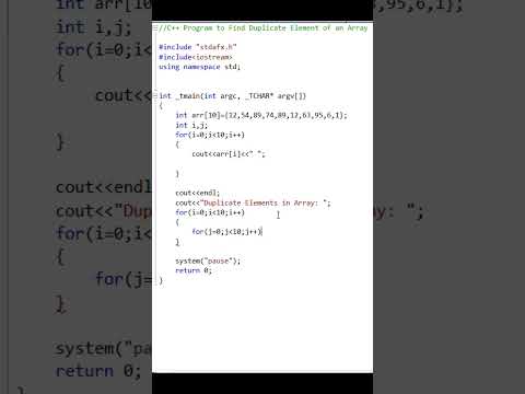 C++ Program to find Duplicate Elements in an Array  #coding #cplus #webdevelopment #programming