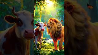 The Epic Friendship of Lion and Cow #shorts  #animals #ai  #babyanimals