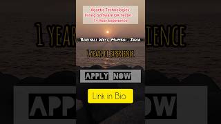 Agaetis Technologies Hiring Software QA Tester – 1+ Year Experience #softwaretestingjobs #shorts