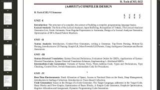 Compiler Design || R22 || JNTUH || Important Topics And Questions