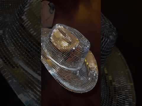 ASMR DIY Disco Cowboy Hat🪩. No Music. #diyprojects #festivalfashion #ravefashion #discohat