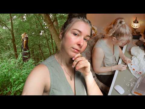 Art journaling, sewing clothes, job search struggles, resetting in nature