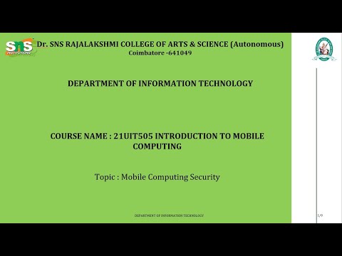 Mobile Computing Security | Introduction to Mobile Computing | SNS Institutions