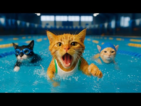 Mama Cat Strictly Trains Kitten and the Swimming Competition Results Are Amazing 🐱🐈🐾