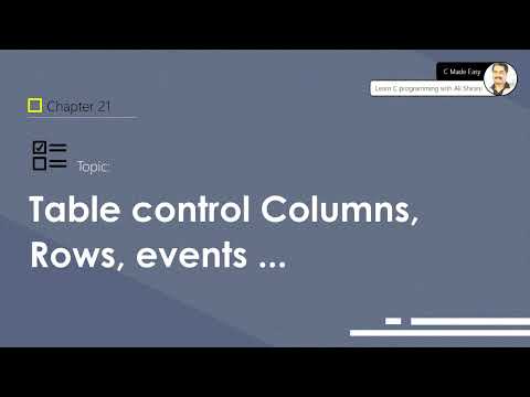 Table control  Columns, Rows, events (Windows GUI Programming in C) - using Tinkle