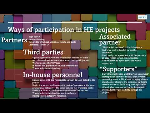Ways of participation in HE projects