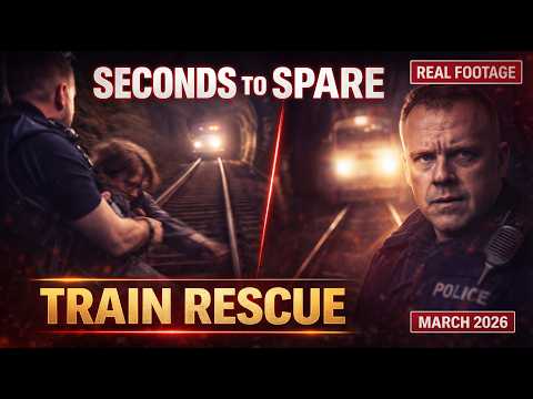 Officer Pulls Woman from Train Tracks Seconds Before Impact - Abington MA (Bodycam)