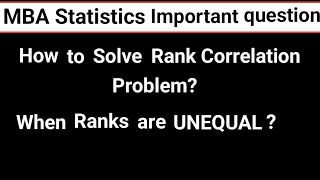 Rank correlation - How to solve problem when ranks are UNEqual? @TheStudyforSuccesswithmoni 
