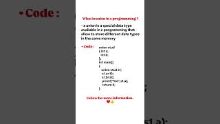 union in c programming...🤔#codeforbeginners #codeadventure #clanguage #coders #codinglanguage