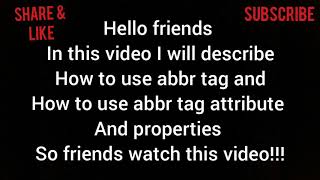 HTML part 14 | How to use abbr tag in HTML code || How to use tag properties