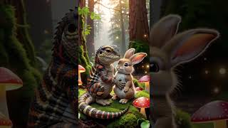 Unlikely Friends: A Forest Tale #FantasyFriends #MagicalForest #CuteAnimals #LizardAndBunny