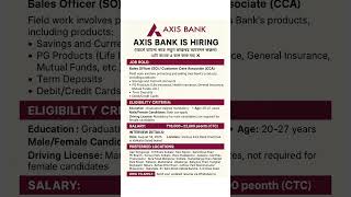 Axis Bank Hiring Sales Officers & Customer Care Associates | Kolkata Job Vacancy 2025 #shorts