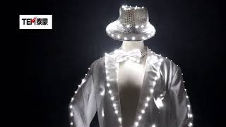 Fashion Swallowtail LED Tuxedo Luminous Costumes Glowing vestidos LED Clothing Show Men LED Clothes