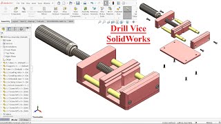 Drill Vice Parts and Assembly in SolidWorks
