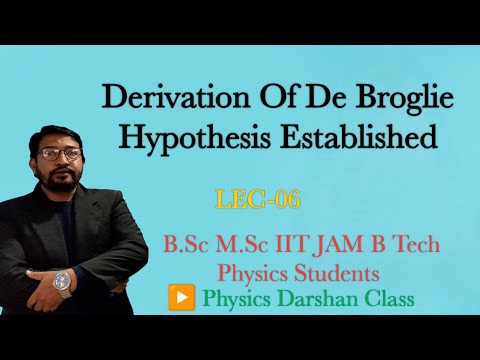 Derivation Of De Broglie Hypothesis LEC-06|Physics Darshan ClassB.Sc M.Sc B Tech Jam Physics Student