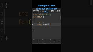 example of the continue statement in C programming language 🤔🧐