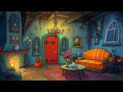 Vintage Oldies Playing in a Cottage 🌙 1940s Spooky Halloween Night | Cozy Autumn Ambience