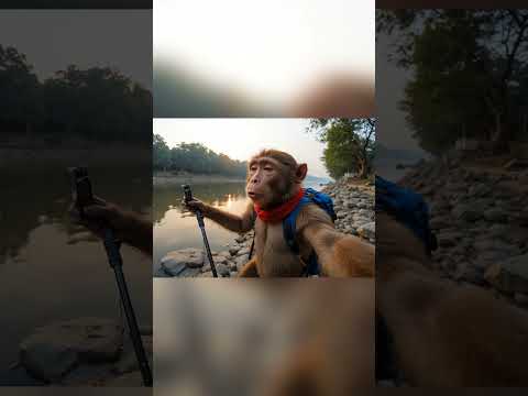 OMG 😱 Monkey blogging in ganga ji        #animals #shorts
