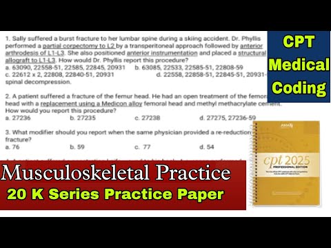 CPT Musculoskeletal System Practice Questions Paper | Medical Coding Practice Questions Paper #cpt