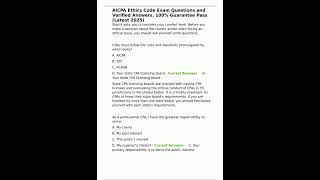 AICPA Ethics Code Exam Questions and Verified Answers 100 Guarantee Pass Latest 2025 pdf