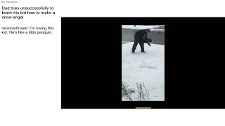 Top Reddit Video - Aww: Dad tries unsuccessfully to teach his kid how to make a snow angel