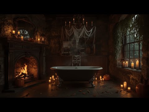 🕯️ Gothic Bath Ambience | Fireplace, Candlelight & Relaxing Meditation Music 🛁✨