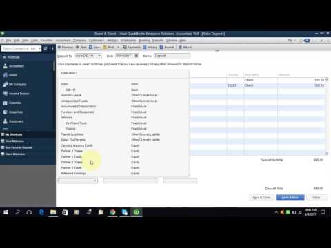 QuickBooks Tutorial Part 14 make deposit