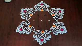5×3dots easy rangoli|daily muggulu|thipkyanchi,festival rangoli|traditional rangoli#Rang kaa Rangoli