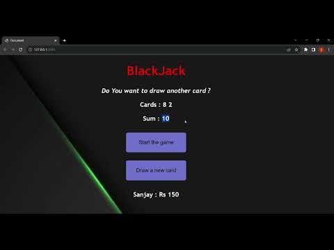 Blackjack card game implementation using javascript