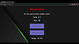 Blackjack card game implementation using javascript