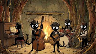 Black Cats Secret Hideaway: Deep & Uplifting Jazz for Comfortable Focus by the Fireplace