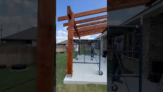 SkyPoly Pergola Patio Cover going up in Denton! #patioroof #skypoly #roofing #pergola #patiocover