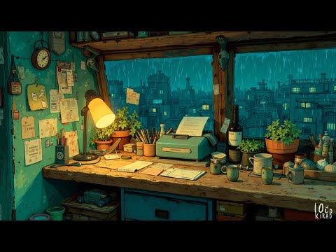 Rainy Night Lofi Chill | Study Music for Focus and Relaxation at a Cozy Desk Window