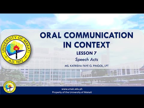 Lesson 7: Speech Acts | Oral Communication in Context