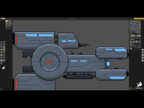 Epic Space Battleship Design in Pixel Art