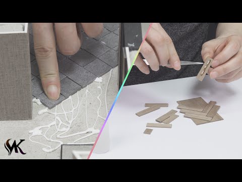 How To Build a Amazing House(model) #3. - Tile Floor Installation & Making door.
