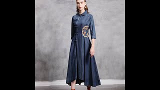 ARTKA LUCIA KEER CHEONGSAM DENIM JEAN ASYMMETRIC DRESS