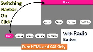 Switching Between Navigation Menu Bar On Click With Radio Button | Pure HTML and CSS Navbar Effect