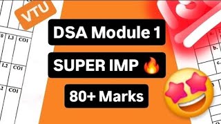 DSA MODULE 1 SUPER IMPORTANT QUESTIONS 💯🤩|BCS304 MODEL PAPER SOLUTION PASSING PACKAGE 22 Scheme #vtu