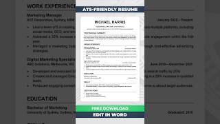 How to Edit a Resume in Word | ATS Resume Template Free Download
