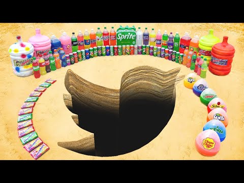 Experiment: Big Toothpaste Eruption from TWITTER  hole, Giant Sprite, Mnt Dew, Coca vs Mentos
